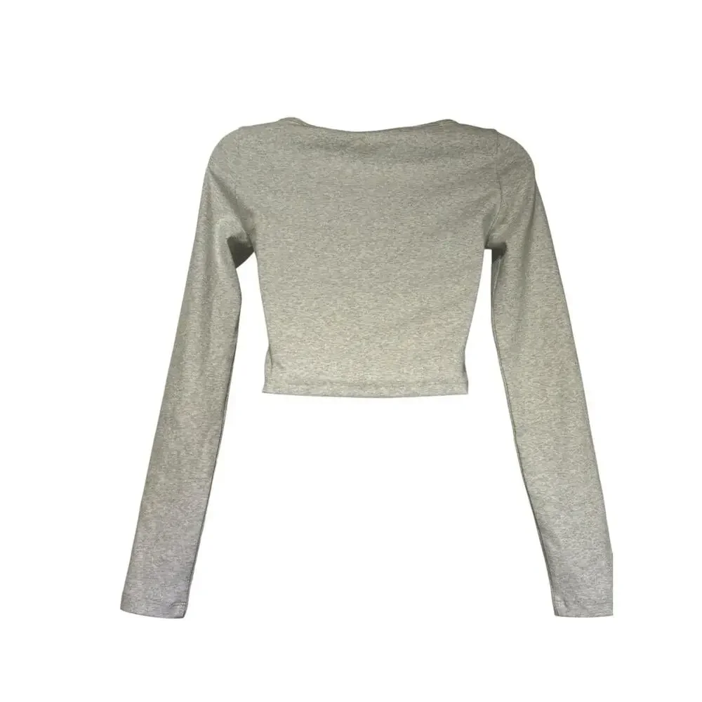 Sunday Best Aritzia Women’s Size XS Gray Long Sleeve Crop Top Scoop Neck